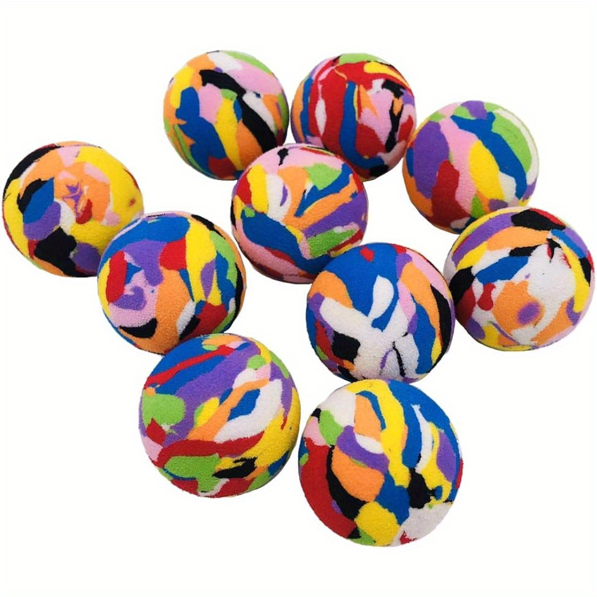 

10pcs Pack Cats Interactive Toys Balls For Indoor Cat, Camouflage Soft Eva Foam Ball For Kitten Chase Playing Toy For Dogs Animals Puppies