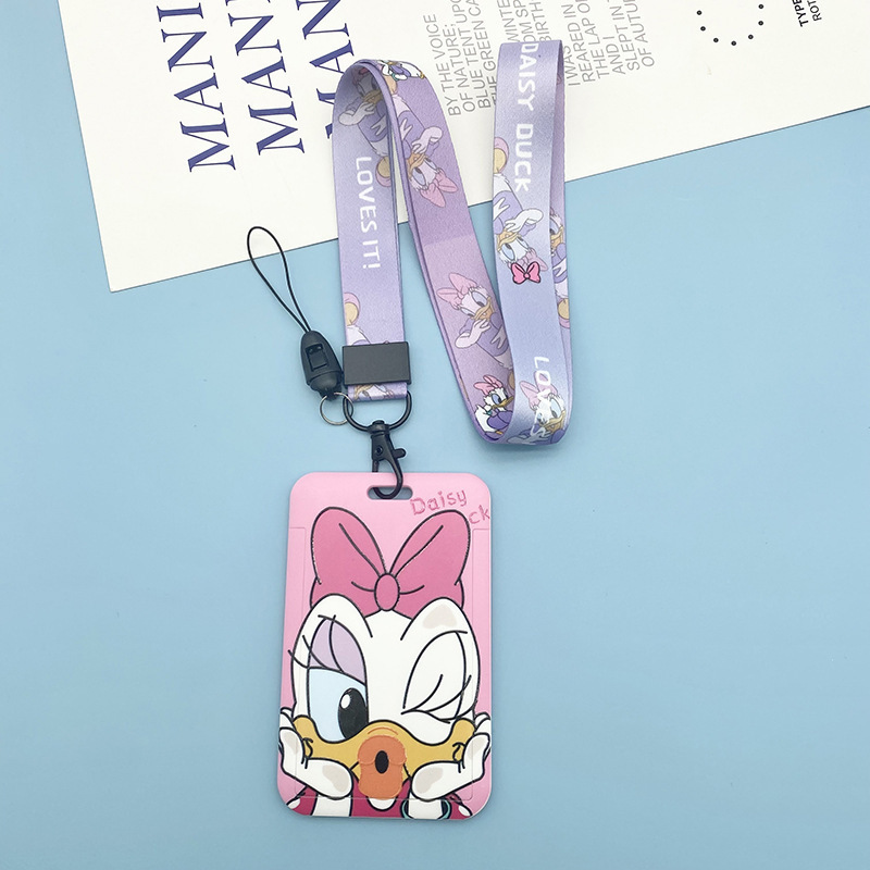 1pc Minnie Daisy ID Badge Holder Lanyard Keychain, Name Tag Holder with Clip, Detachable Card Holder Sleeve Phone Lanyard for Teacher Students,Temu
