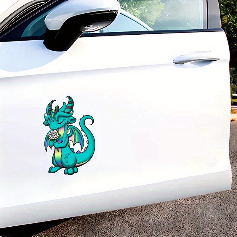 

Rainbow Dragon With Rose Vinyl Waterproof Sticker Decal Car Laptop Wall Window Bumper Sticker