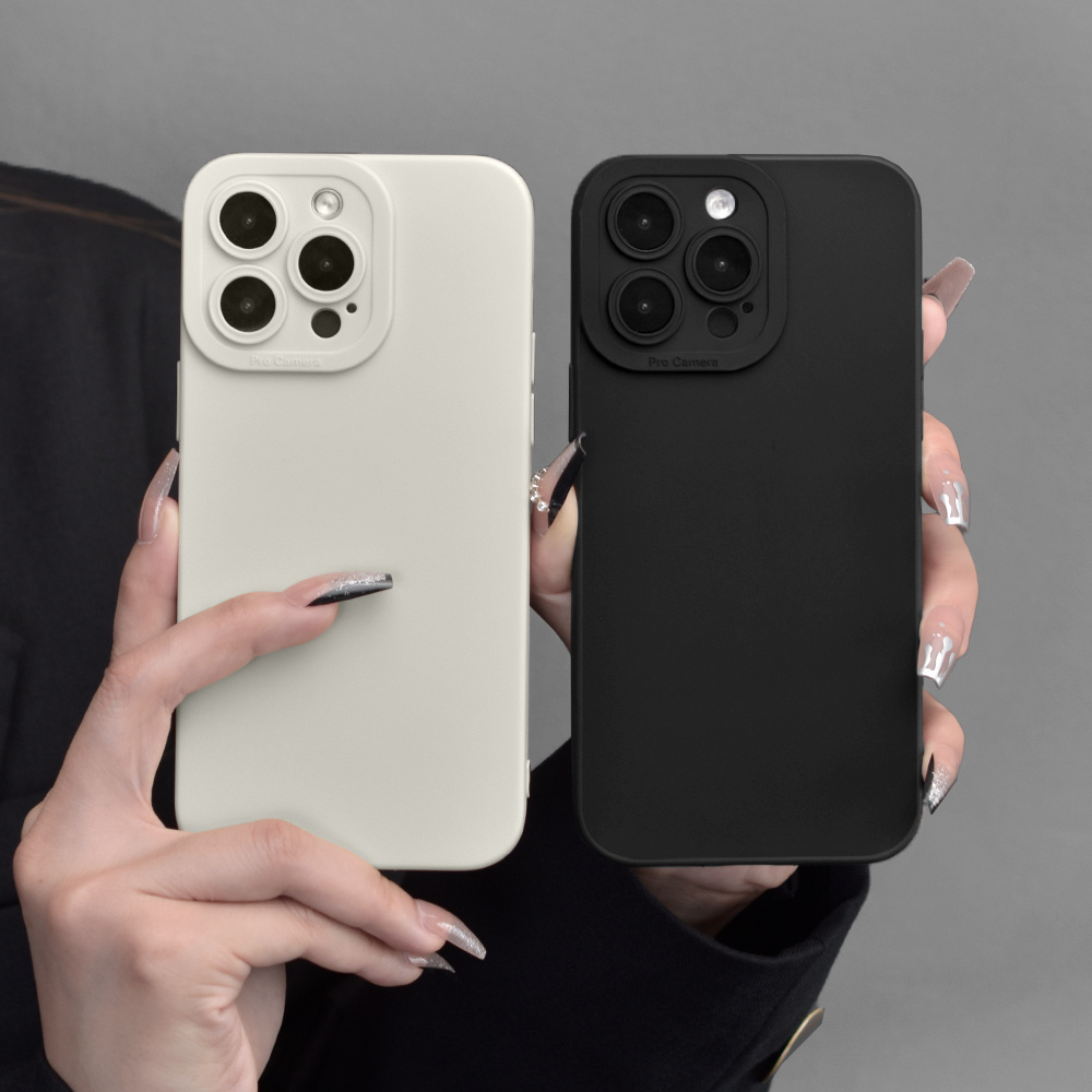 

Solid Color Matte Tpu Mobile Phone Case, Shockproof Ultra-thin Protective Case, Anti-fall Mobile Phone Case, Full Protection Of Camera Lens, Mobile Phone Soft Case Color, Black, White, Suitable For