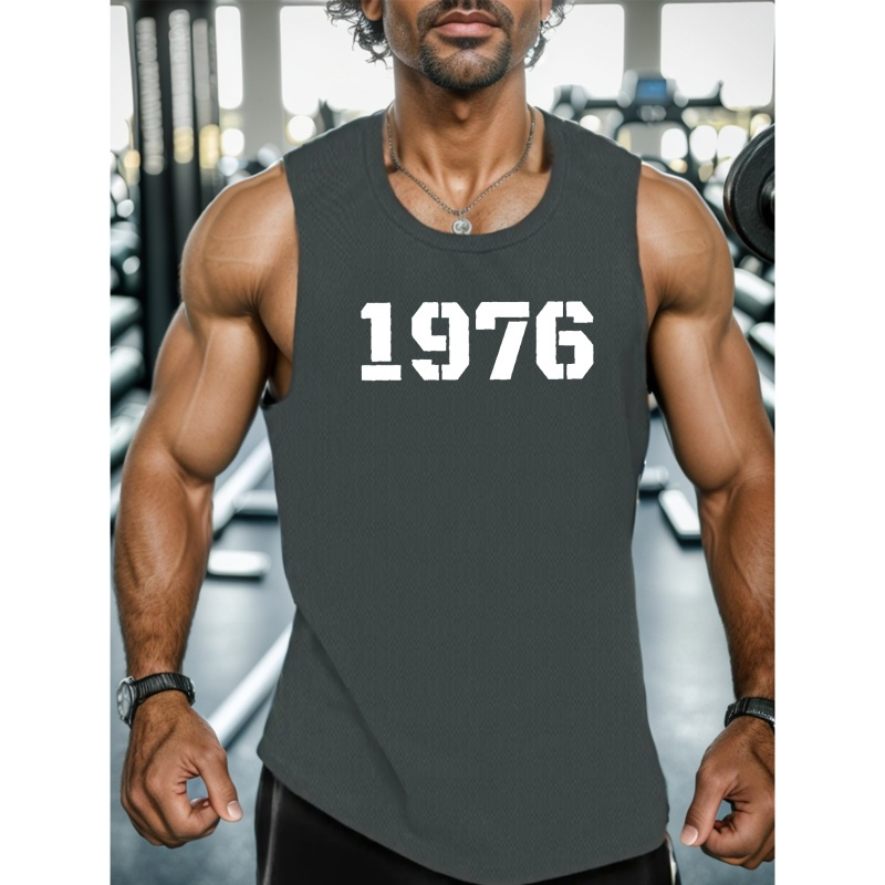 

1976 Print Men's Quick Dry Moisture-wicking Breathable Tank Tops Athletic Gym Bodybuilding Sports Sleeveless Shirts For Workout Running Training