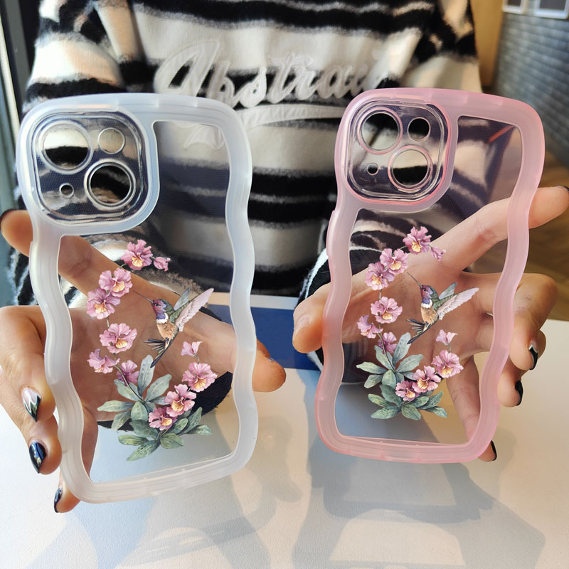 

Wavy Phone Case Beautiful Hummingbird And Flowers Pattern Clear Phone Cases For Iphone 15 14 13 12 11 Pro Max Plus Xr Perfect Birthday Or Festival Gifts For Teen Boys Girls Friends Students
