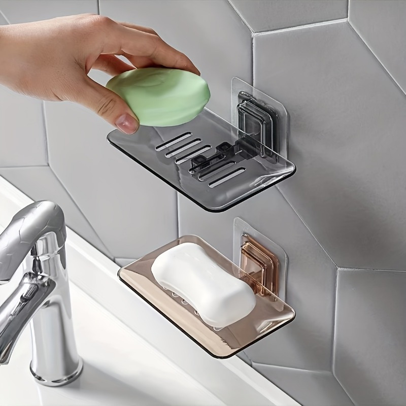 

1pc Wall Mounted Soap Holder, Simple Soap Rack, Drain Soap Tray, Soap Storage Rack For Home Bathroom, Bathroom Accessories