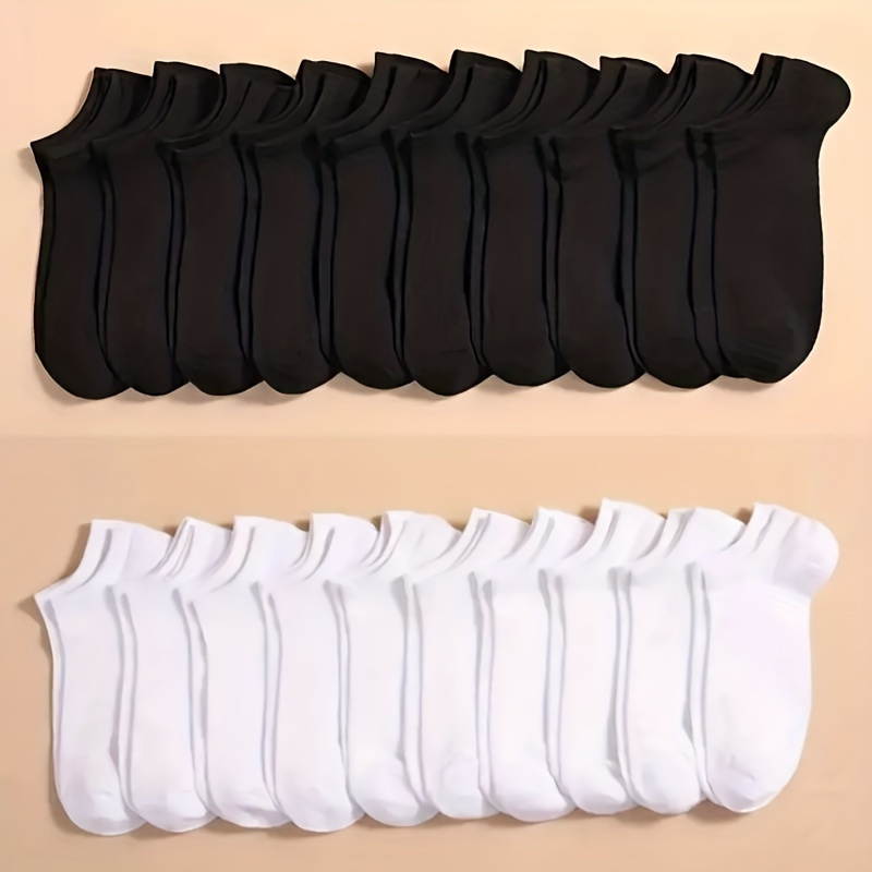 TEMU Pairs Solid Socks For Men/women, Soft And Lightweight Low-cut Ankle Socks, Women's Short Socks, Breathable Socks For Spring And Autumn