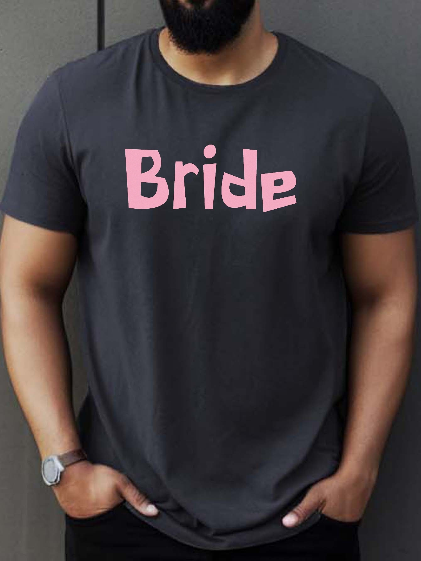 Bride T-Shirt Women's Short Sleeve Casual Top - "Bride" Letter Print Pink Tee For Bridal Parties - View #10