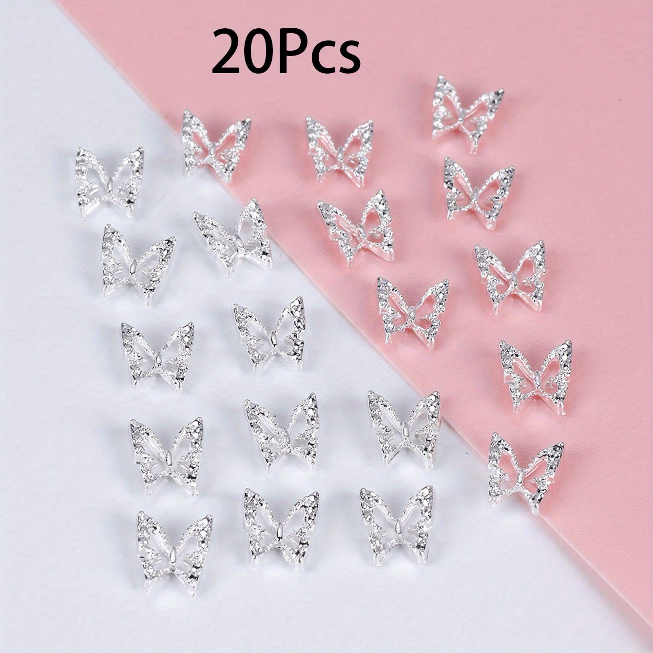 20pcs Silvery Nail Charms Diy 3d Rhinestone Jewelry Nail Rhinestones Nail Parts Art Decoration Accessories