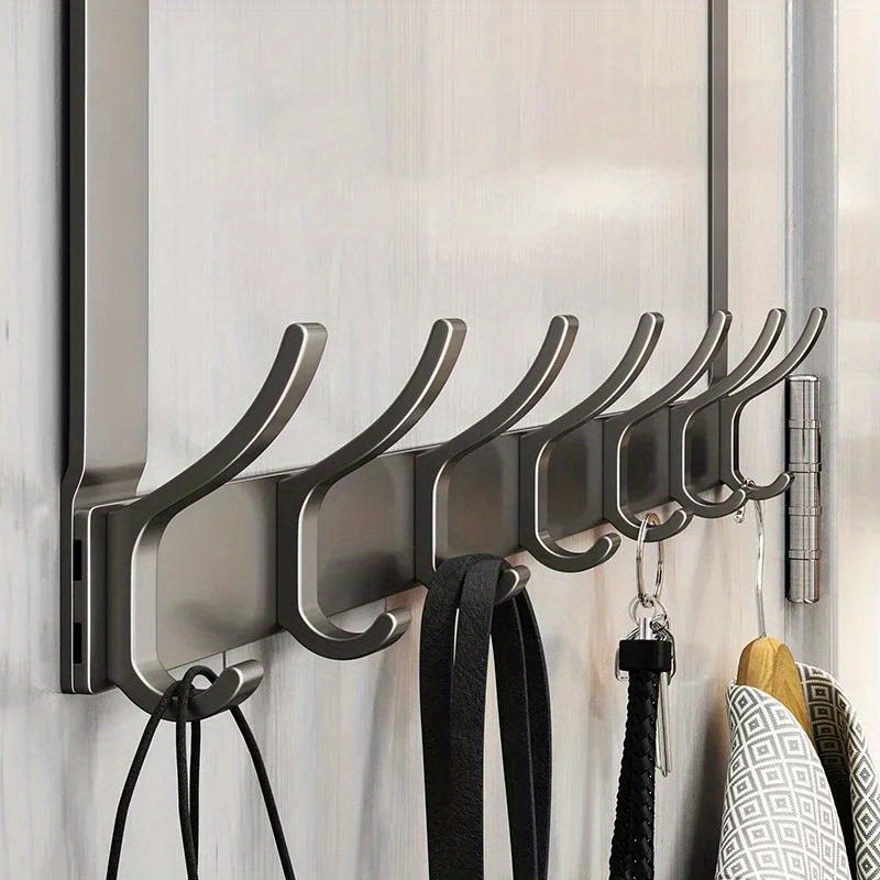 1pc Over The Door Hooks Hanger Matte Black 5 Hooks, Upgraded 17 Wide And  7 Long Arms - Heavy Duty Coat Rack For Hanging Clothes Hat Towel