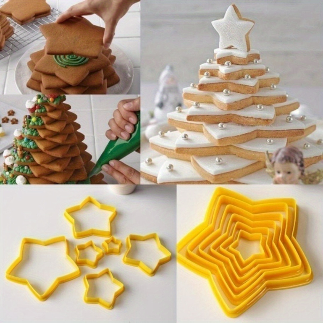 

3pcs/6pcs Color Random 3d Diy Christmas Tree Cake Cutter Mold Set Baking Tool For Christmas Day