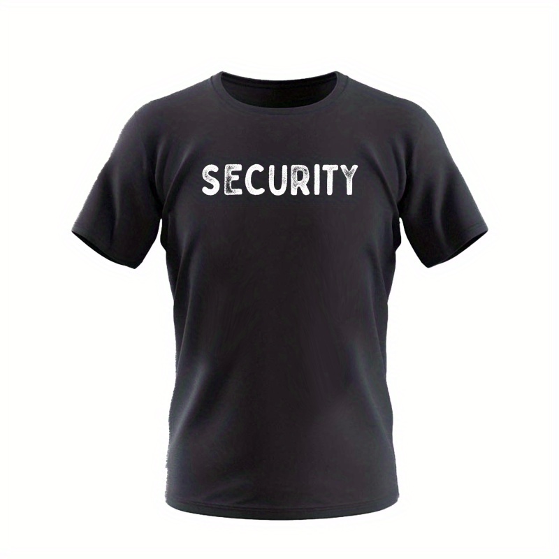 

Security Letter Graphic Print Men's Creative Top, Casual Short Sleeve Crew Neck T-shirt, Men's Clothing For Summer Outdoor
