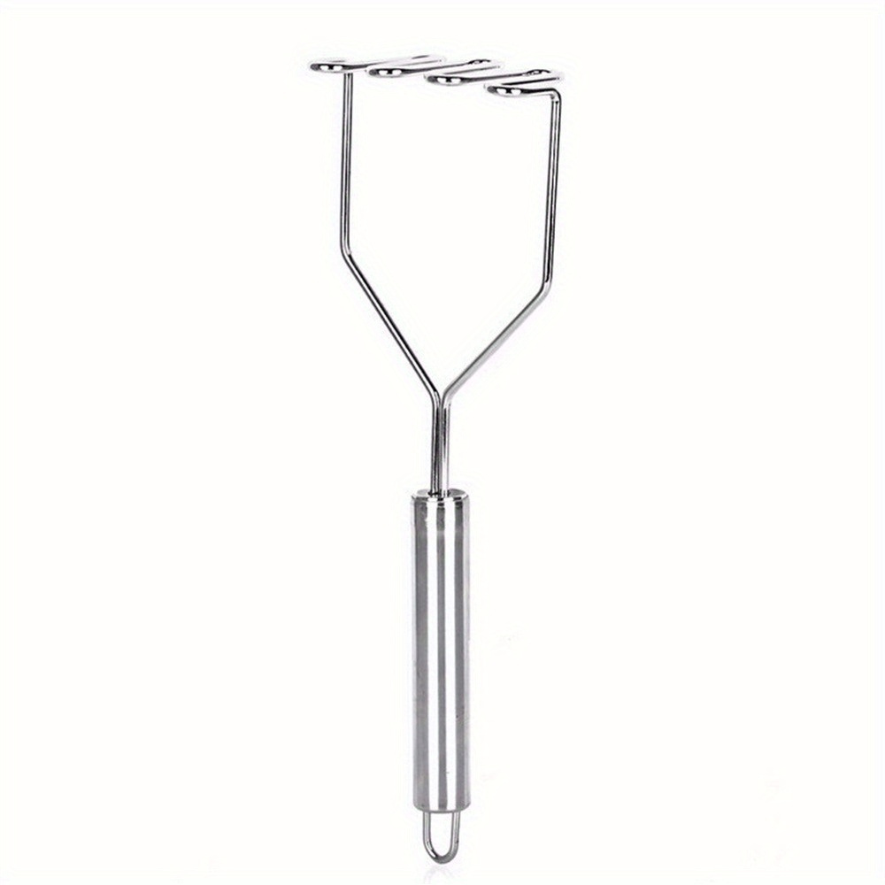 TEMU Stainless Steel Potato Masher With Wavy Design - Heavy-duty Kitchen Gadget For Mashing Potatoes, Sweet Potatoes, Carrots & More - Durable &