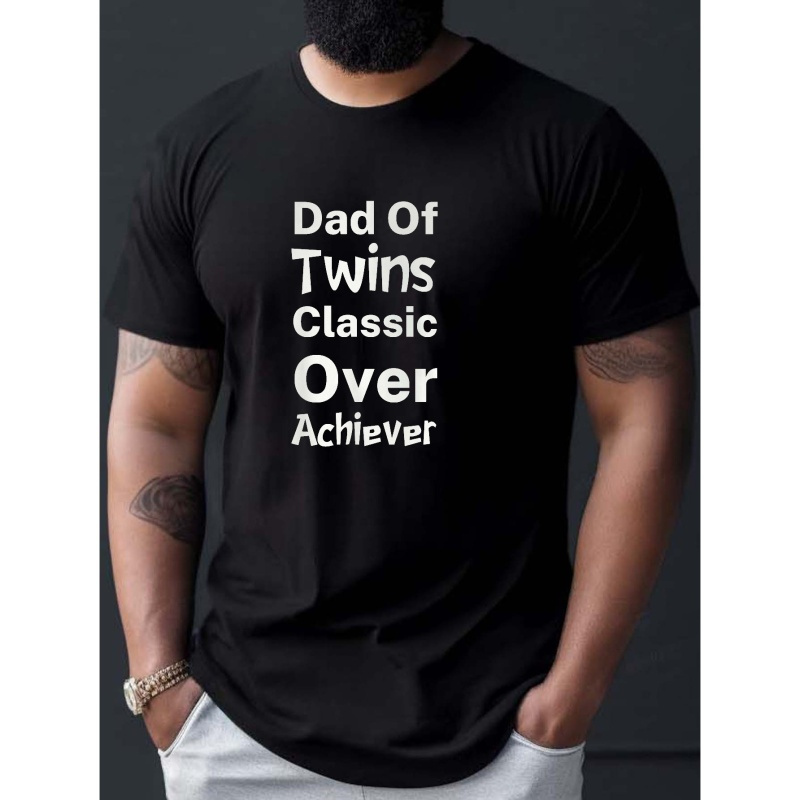 

Dad Of Twins Print T Shirt, Tees For Men, Casual Short Sleeve T-shirt For Summer