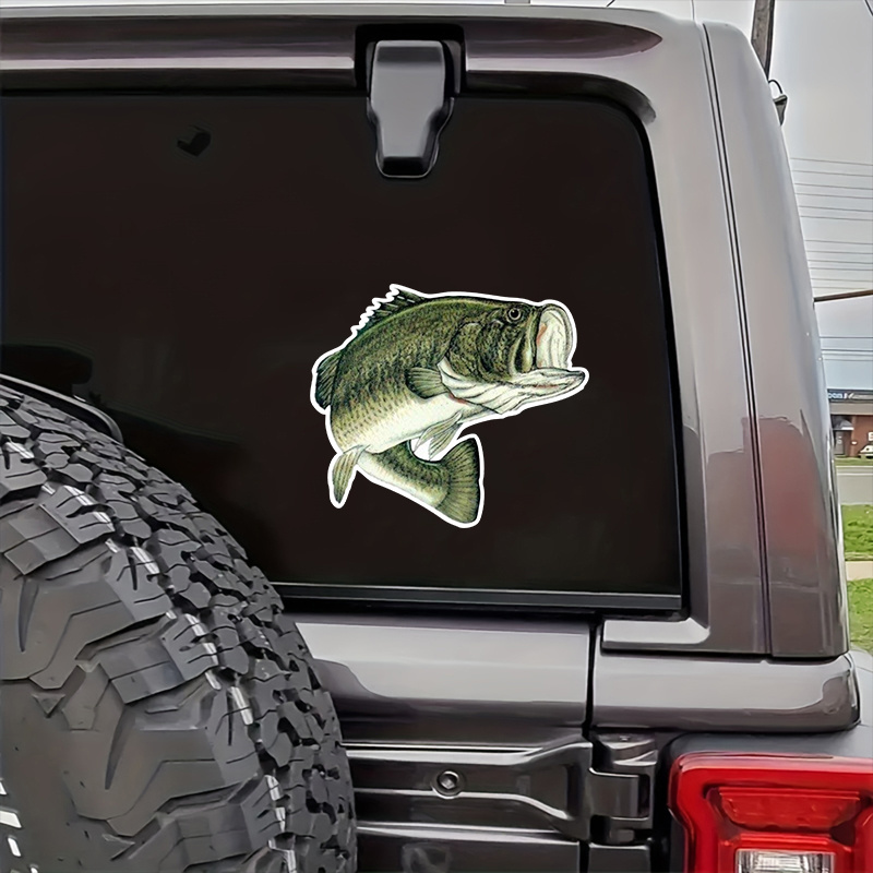 10.6Cm*12.7Cm Fishing Decal Bass Fish Shield Boat Camper Top Decal