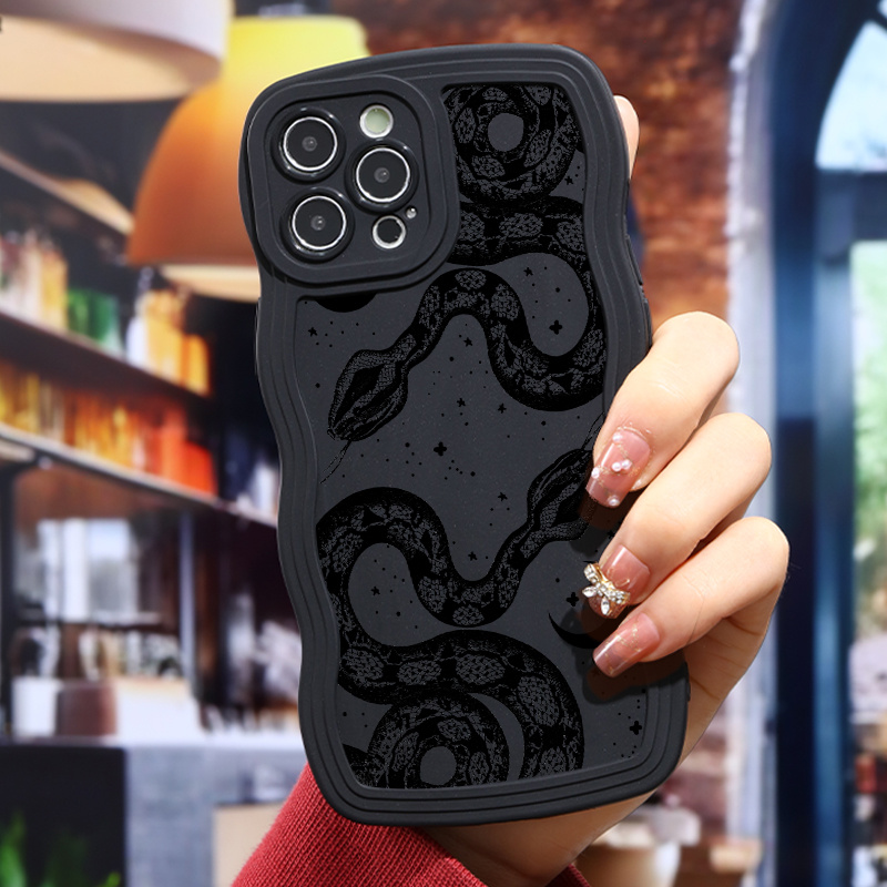

Luxury Matte Shockproof Black Snake Phone Case For Iphone 11 12 13 14 15 Pro Max For X Xs Max Xr 7 8 Plus Bh7 Shockproof Silicone Pattern Bumper Car Fall Luxury Soft Cases Cover