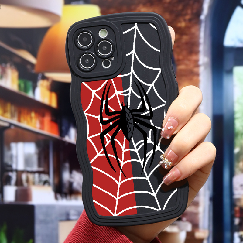 

Luxury Matte Shockproof Black Spider Phone Case For Iphone 11 12 13 14 15 Pro Max For X Xs Max Xr 7 8 Plus Bh7 Shockproof Silicone Pattern Bumper Car Fall Luxury Soft Cases Cover