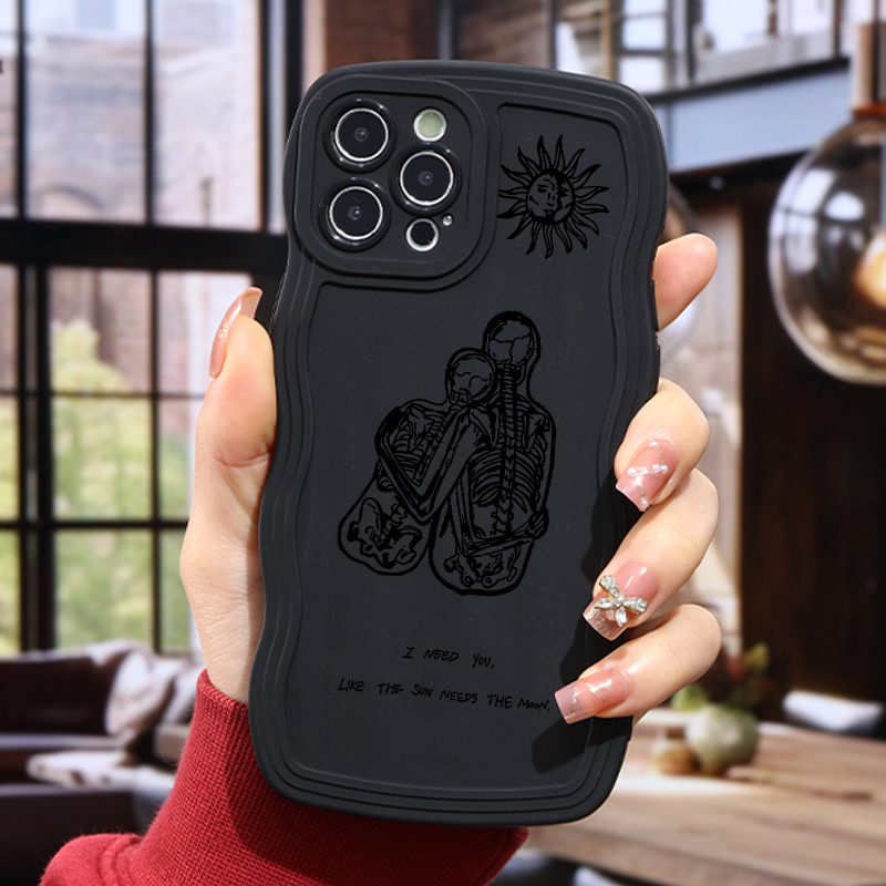 luxury matte shockproof skull bone pattern phone case Temu Greece