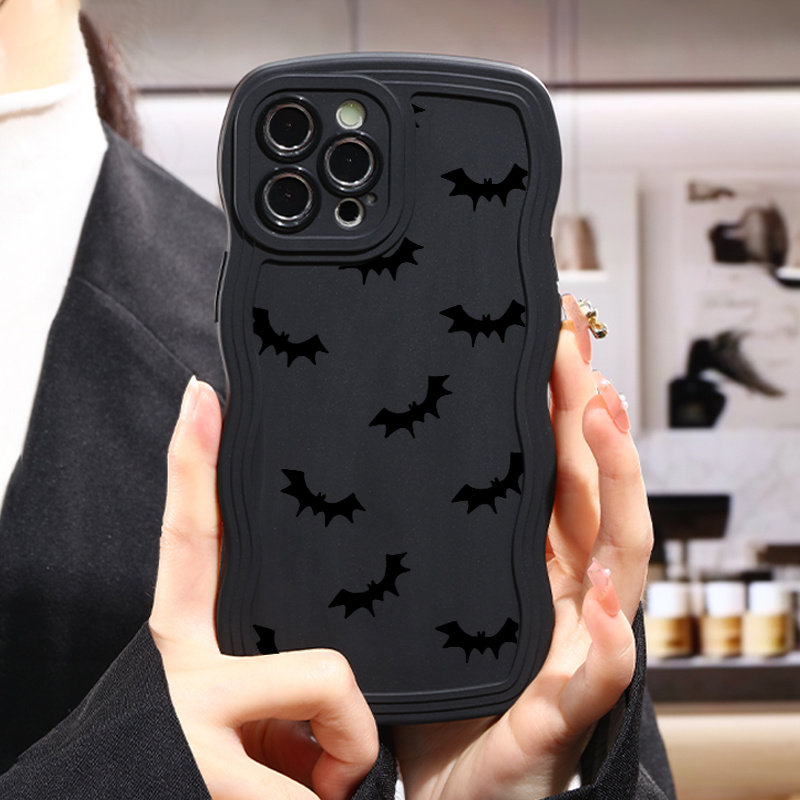 

Luxury Matte New Case Black Bat Phone Case For Iphone 11 12 13 14 15 Pro Max For X Xs Max Xr 7 8 Plus Bh7 Shockproof Silicone Pattern Bumper Car Fall Luxury Soft Cases Cover