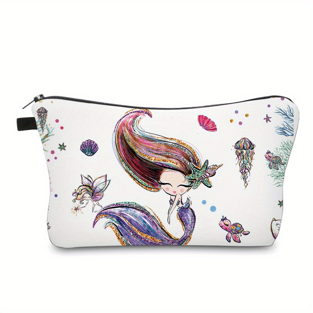 

Mermaid Pattern Small Makeup Bag, Waterproof Cosmetic Bag, Fashion Coin Purse, Portable Storage Bag, Travel Makeup Bag