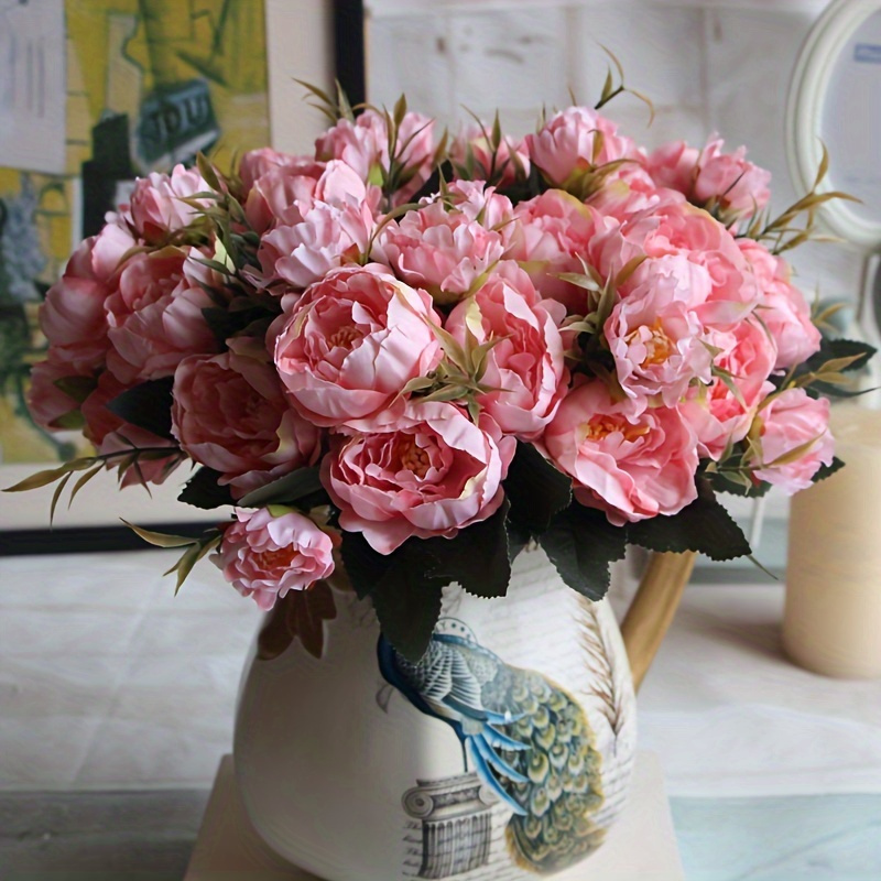 2pcs artificial peonies bouquet 11 5 inch 29cm perfect for home decoration and table centerpieces wedding decoration