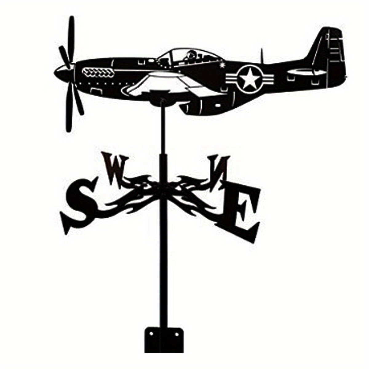

1pc Airplane Weathervane Garden Weather Vane, For Roof Mount, Wind Direction Indicator, Stainless Steel Weathercock, For Farm Yard Home Decor Ornament