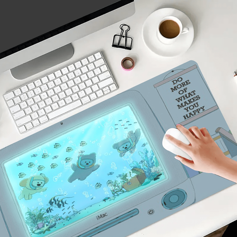 可愛い海の動物のイラストが描かれたマウスパッド。31.4x15.7インチの大きなサイズで コンピューターキーボードのデス - Temu Japan