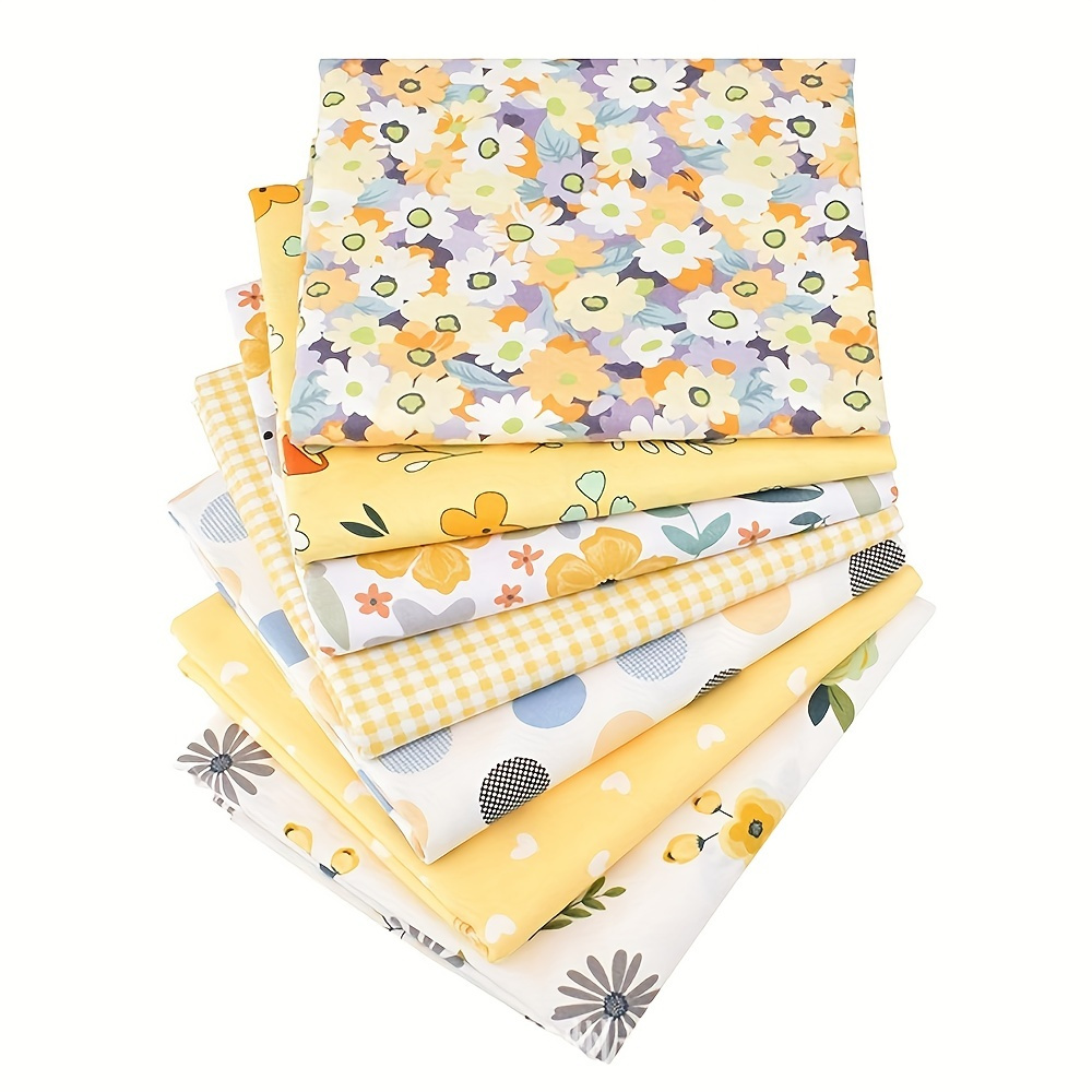 

7pcs 25*25cm/9.8*9.8in Yellow Series Cotton Fabric Quilting Bundle - Perfect For Diy Crafts, Sewing, Handmade Bags & More