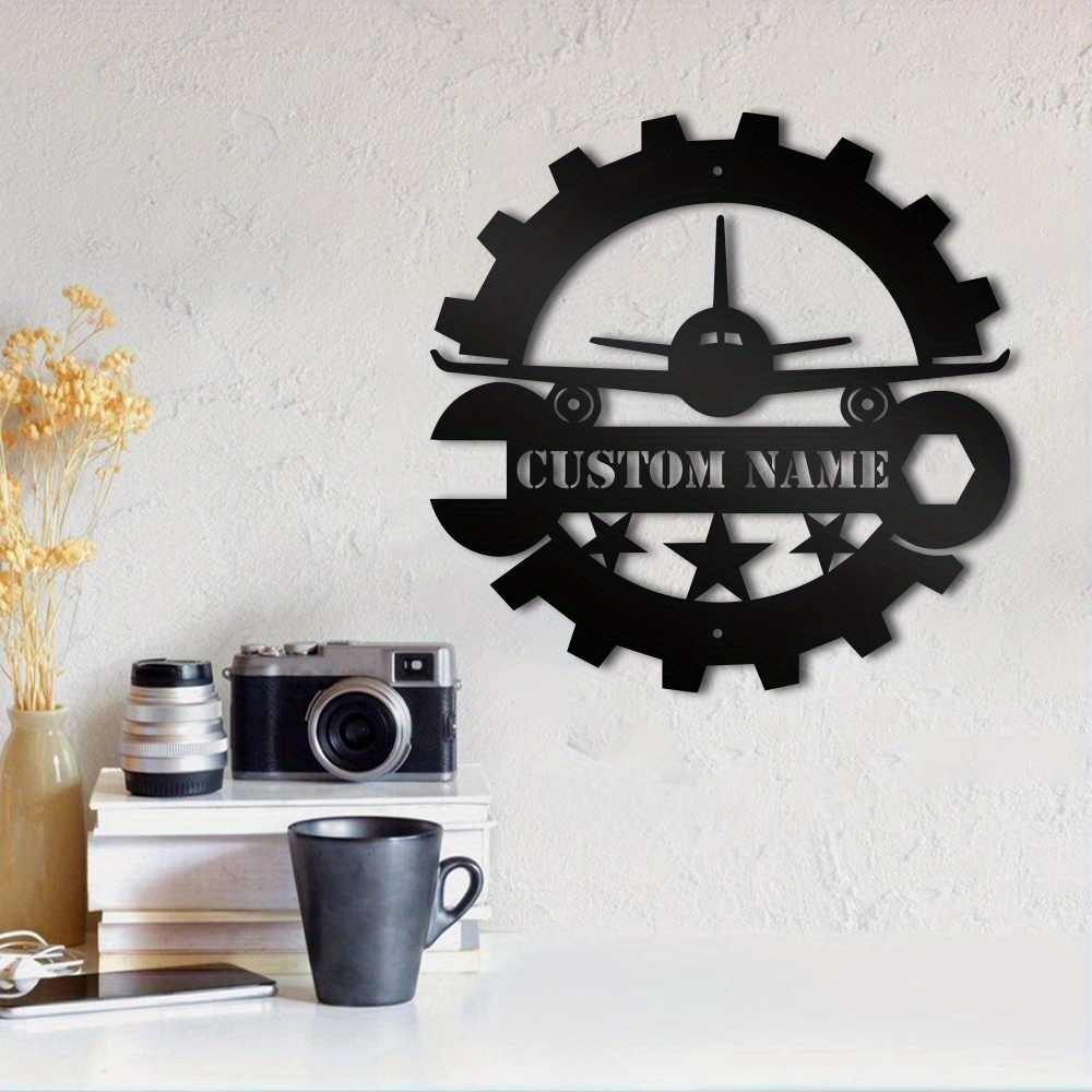 

1pc Personalized Aircraft Mechanic Metal Wall Sign With 3d Propeller, Custom Name, Rustic Industrial Decor, Gift For Aviation Lovers, Sturdy Metal Construction