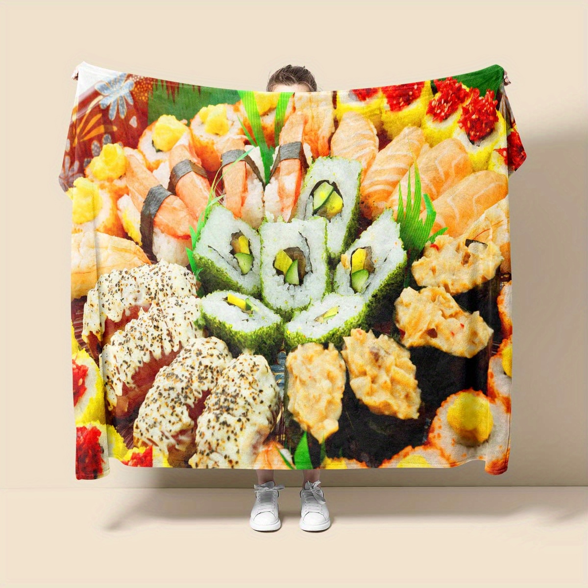 

Japanese Sushi 3d Pattern 4 Seasons Office Chair Flannel Blanket