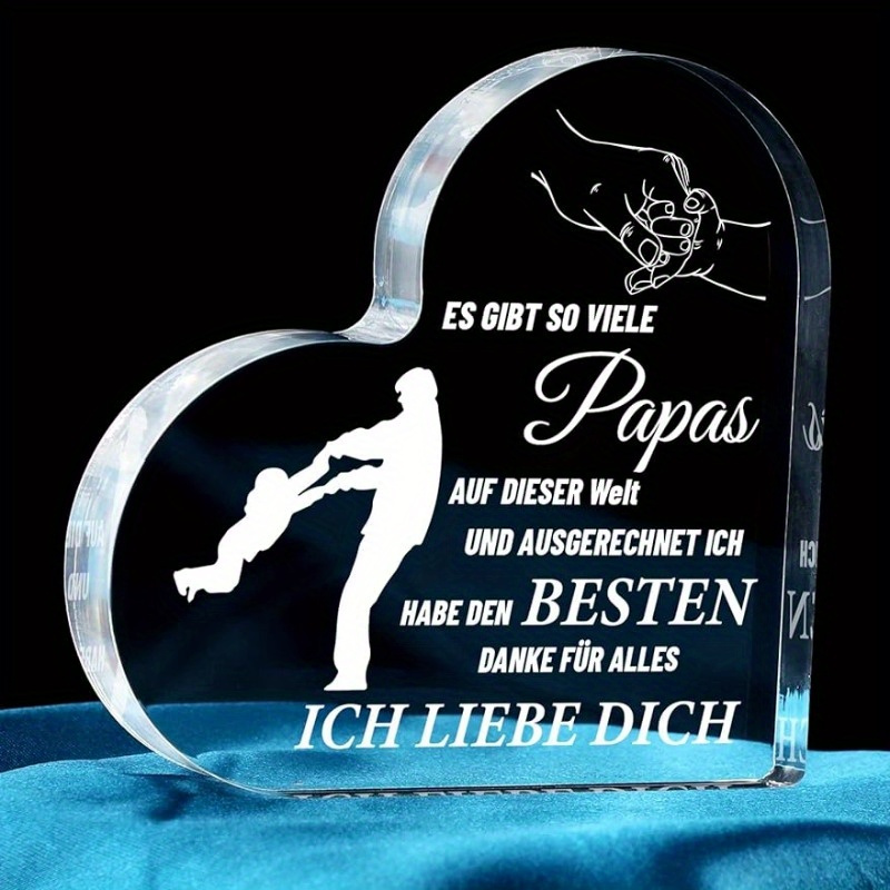 Image of [2d Flat] Gifts For Dad, Heart-shaped Acrylic Plaque Gift For The Best Dad For Christmas And Birthdays, Father's Day Gifts For A Father From