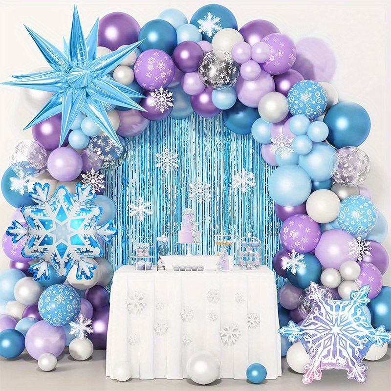 

123pcs, Snowflake Balloon Garland Arch Kit, Snow And Winter Wonderland, Ice And Snow Theme Party Decor, Birthday Decor, Anniversary Decor, Holiday Decor, Celebration Decor, Indoor Outdoor Decor