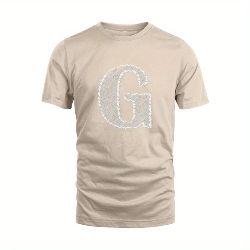 

Letter G Print T Shirt, Tees For Men, Casual Short Sleeve T-shirt For Summer