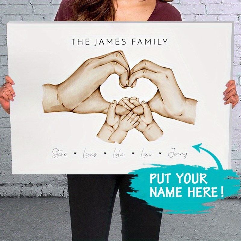 

1pc Personalised Family Hands Print, Family Hands In Heart Print, Family Hands Keepsake, Custom Family Picture Portrait, Family Christmas Gift