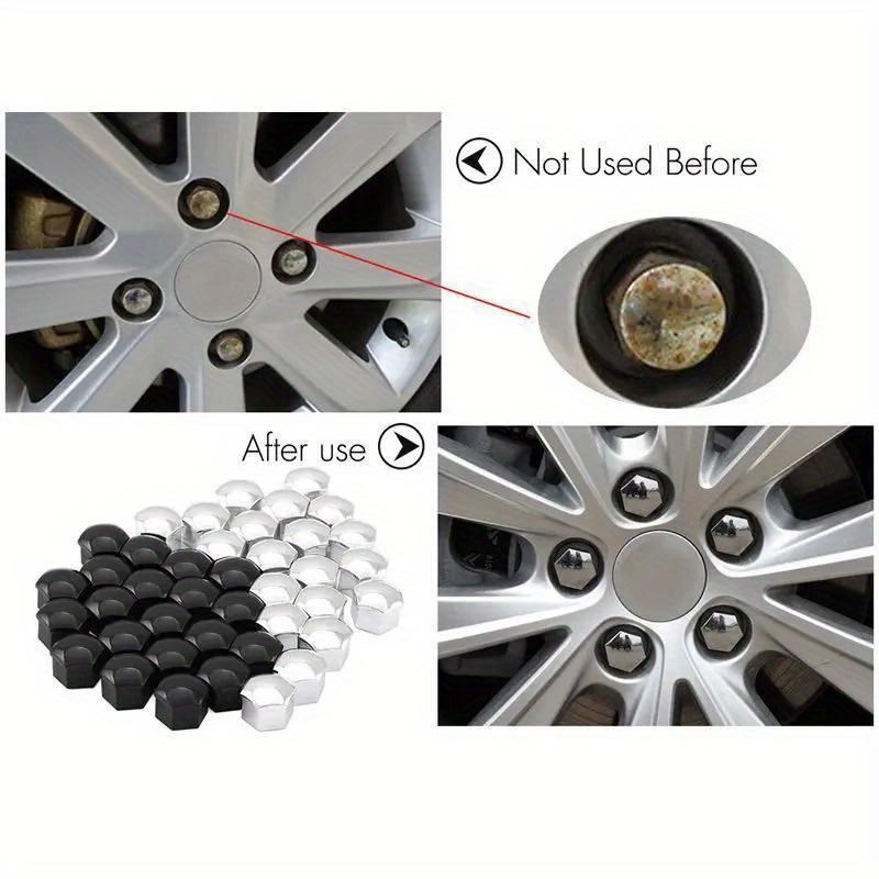 Cache-écrous Pour Roue Voiture - Kit 20 Pièces, Diamètre 17/19/21 Mm, Galvanisé Argent/bleu/rouge, Avec Outil - 2