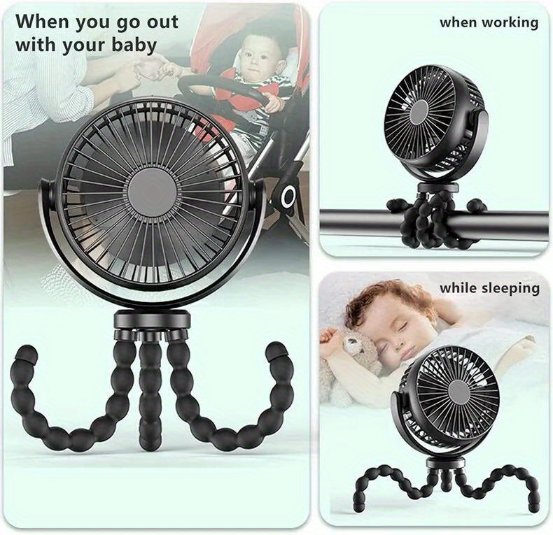 portable octopus mini fan usb rechargeable   handheld desktop design with built   bank for outdoor use details 5