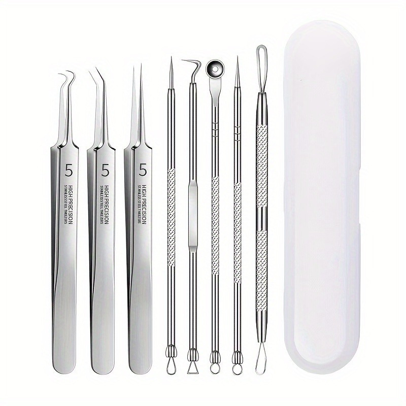 

8pcs German Ultra-fine Pimple Tweezers For And - Salon Quality Beauty For Health And Care