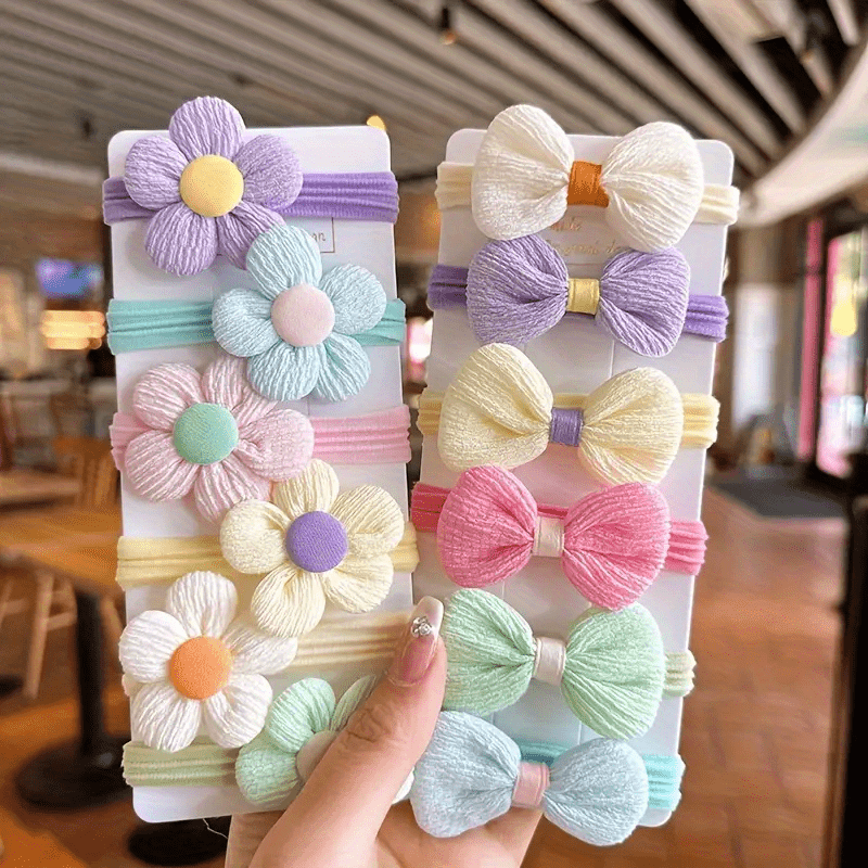 

12pcs Candy Color Elastic Hair Ties Flower Decorative Hair Loops Bowknot Decorative Hair Ropes Lovely Hair Barrettes For Women And Daily Use
