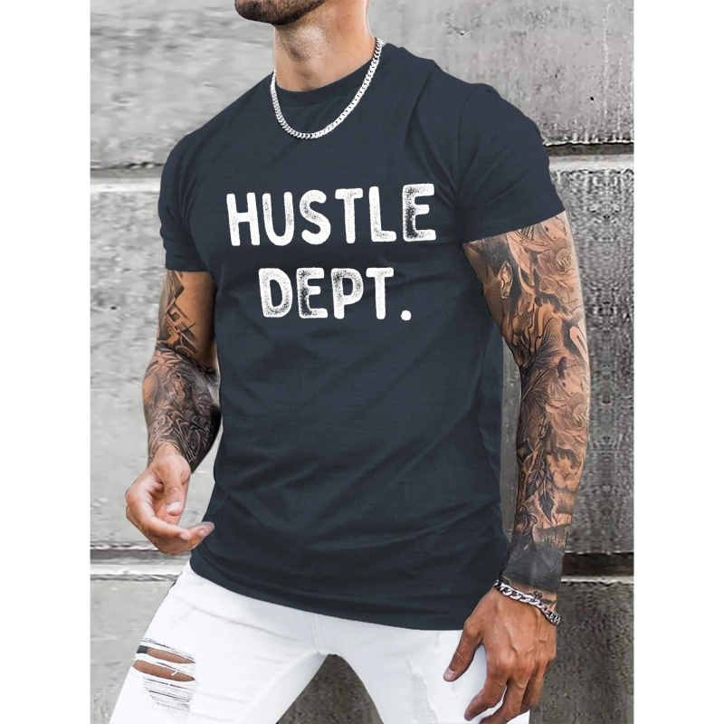 

Hustle Dept Print T Shirt, Tees For Men, Casual Short Sleeve T-shirt For Summer