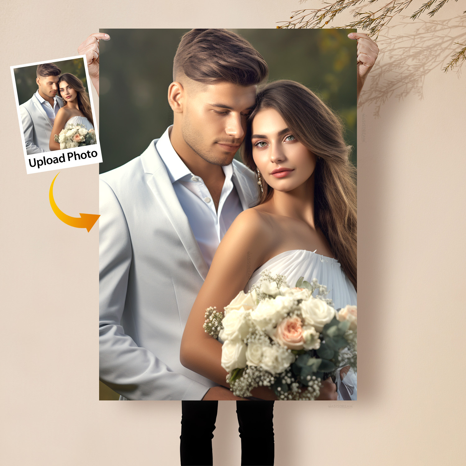 

1pc Personalized Unframed Poster, Custom Pictures Printing For Weddings, Lovers, Ideal Gift To Lovers On Wedding Anniversaries For Bedroom Living Room Decoration