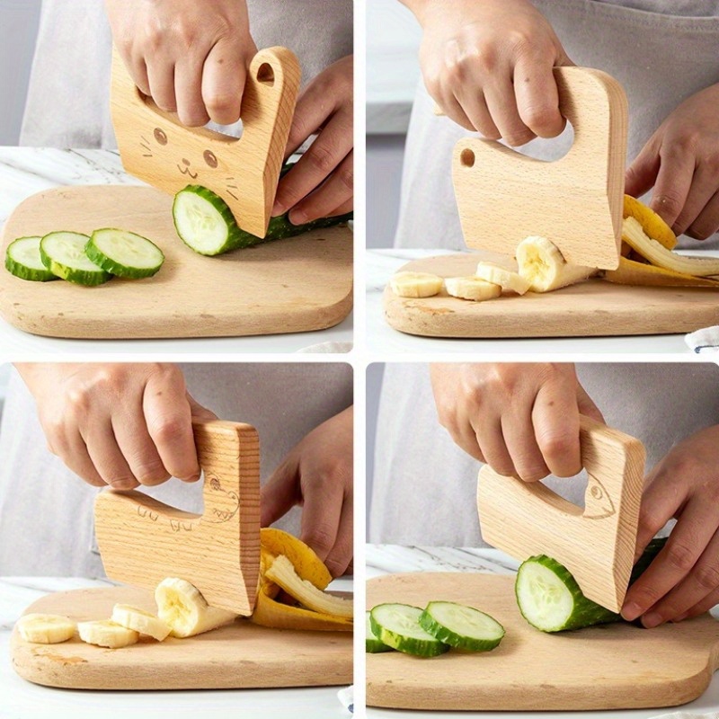 1pc of cooking playthings pretend knives slicing fruits and vegetables kitchen play items wooden cutting tools for fruits and vegetables details 0