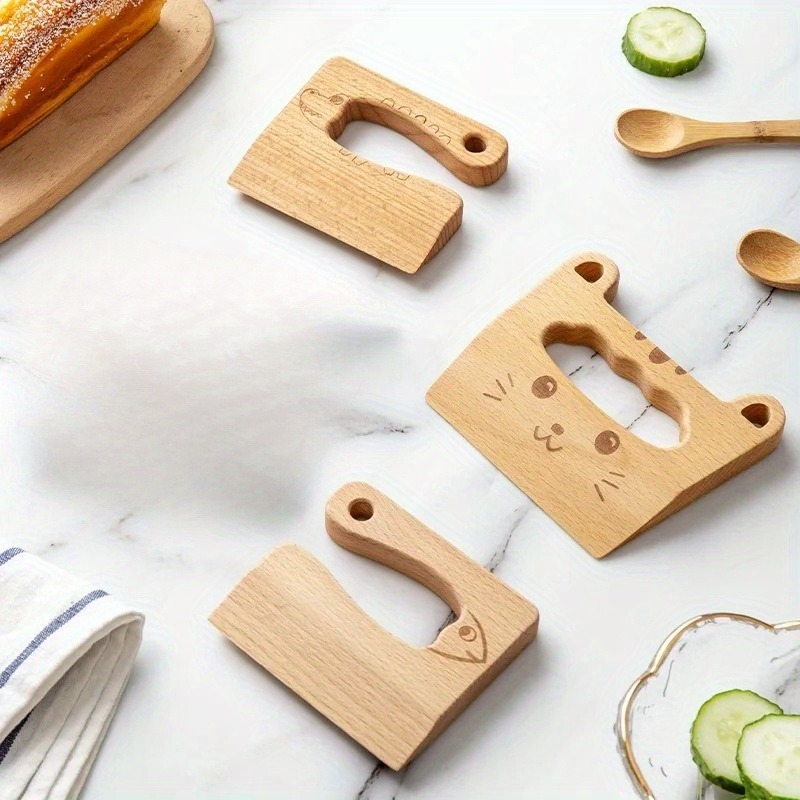 1pc of cooking playthings pretend knives slicing fruits and vegetables kitchen play items wooden cutting tools for fruits and vegetables details 3