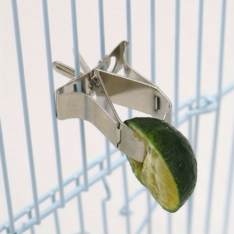 

1pc Parrot Bird Feeder Fruit Holder, Hanging Stainless Steel Bird Cage Feeder Clip, Bird Feeding Supplies