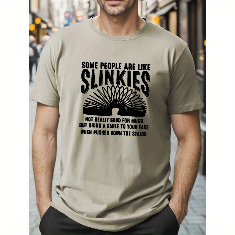

Plus Size, 'some People Are Like Slinkies' Print Men's Creative T-shirt, Sports Loose Casual Tee Daily Summer Tops For Big & Tall