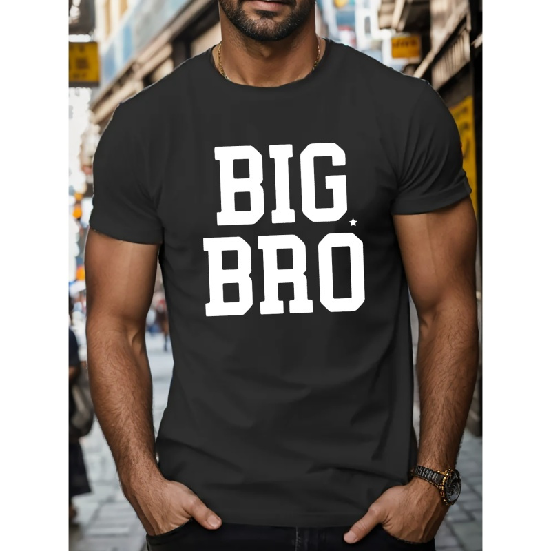 

Big Bro Print T-shirt, Casual Short Sleeve Comfortable Versatile Top, Men's Summer Clothing