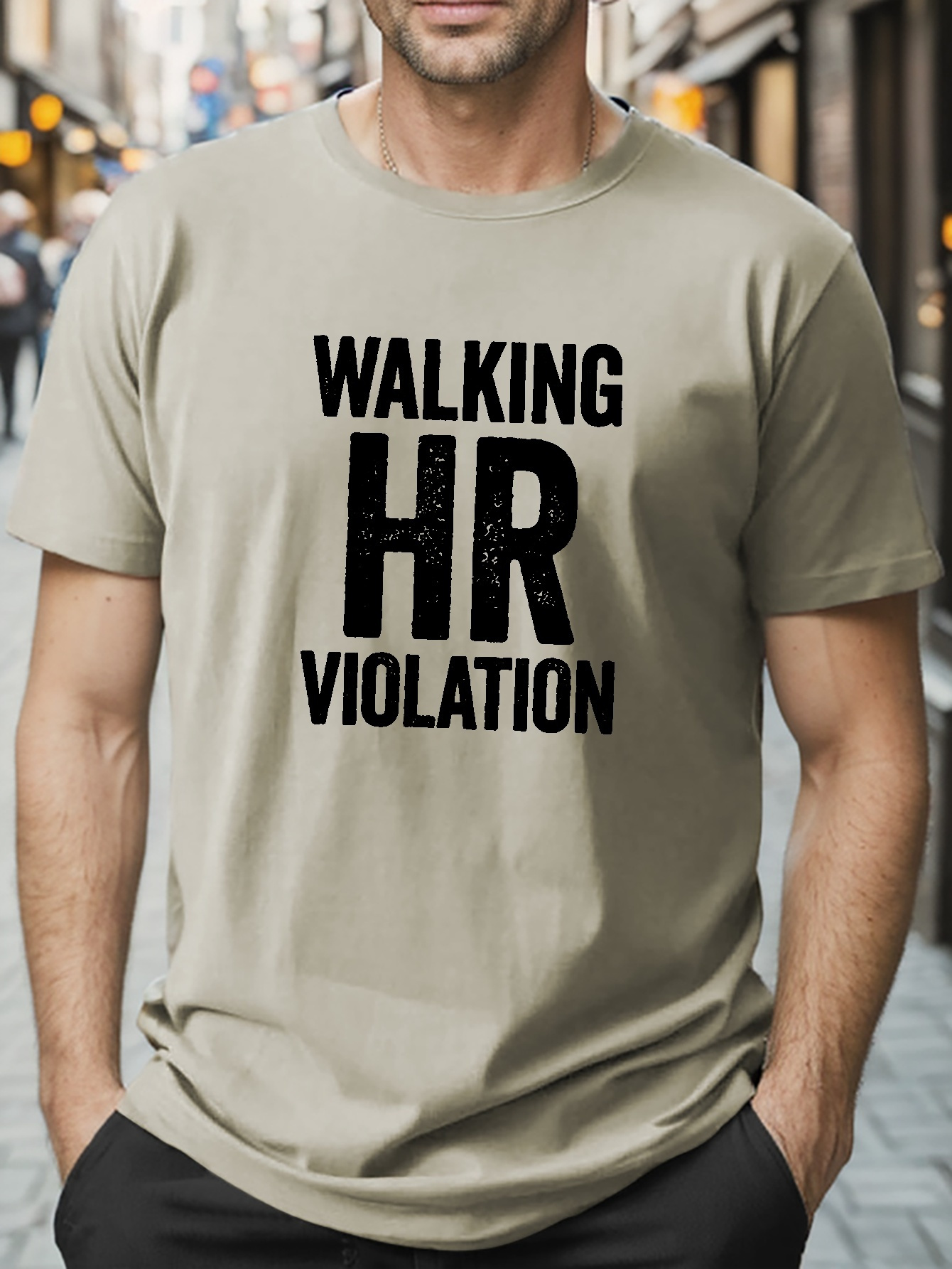 plus size 'walking hr' print men's creative t shirt sports Temu