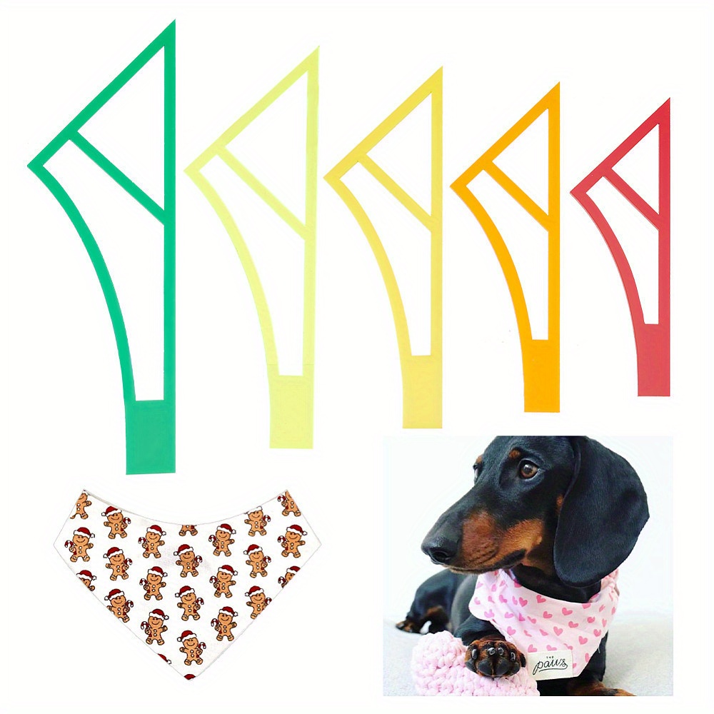 

5pcs Acrylic Pet Bandana Template Set, Reversible Sewing Stencils In 5 Sizes, Durable Quilting Rulers, For Small Pets Crafting & Sewing Projects