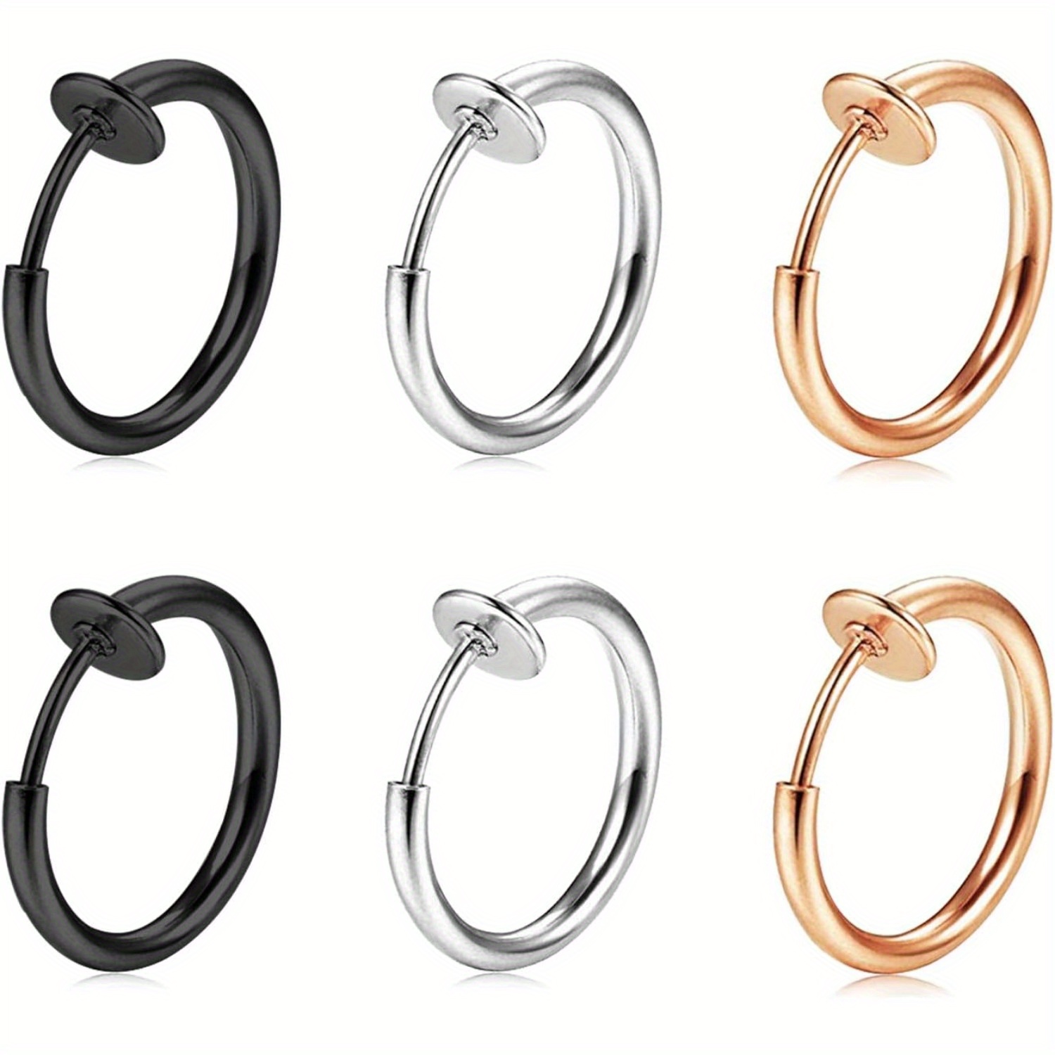 6pcs 304 stainless steel   nose ring 10mm spring     earring non piercing lip stud jewelry
