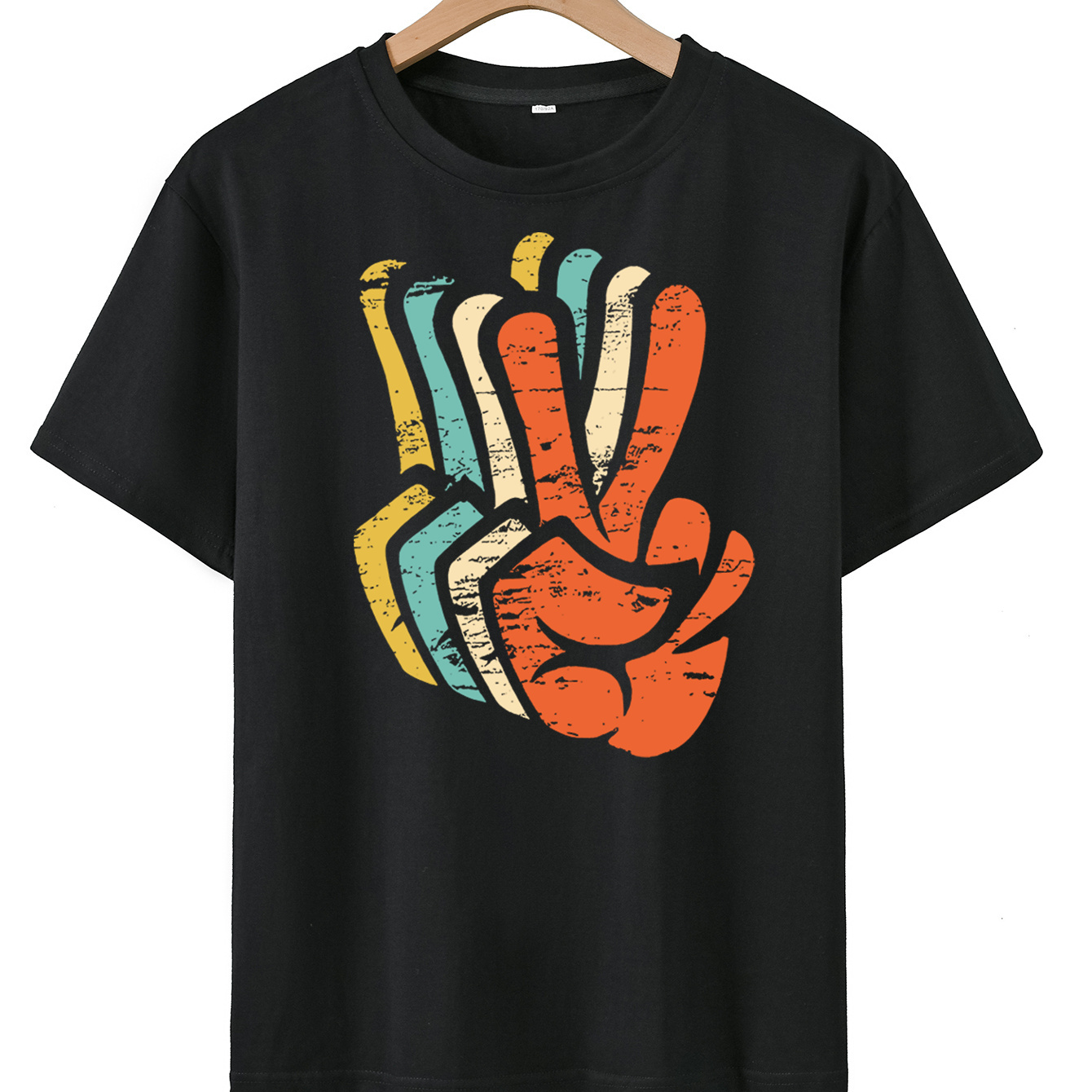 

Creative T-shirt For Boys, Crew Neck Colorful Gesture Print Tee Top, Short Sleeve Pullover Top For Summer