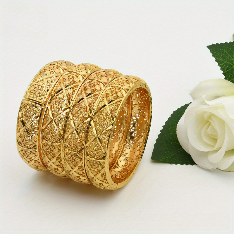 18k Plated Five Petal Flower Bracelet Elegant Five Flower - Temu