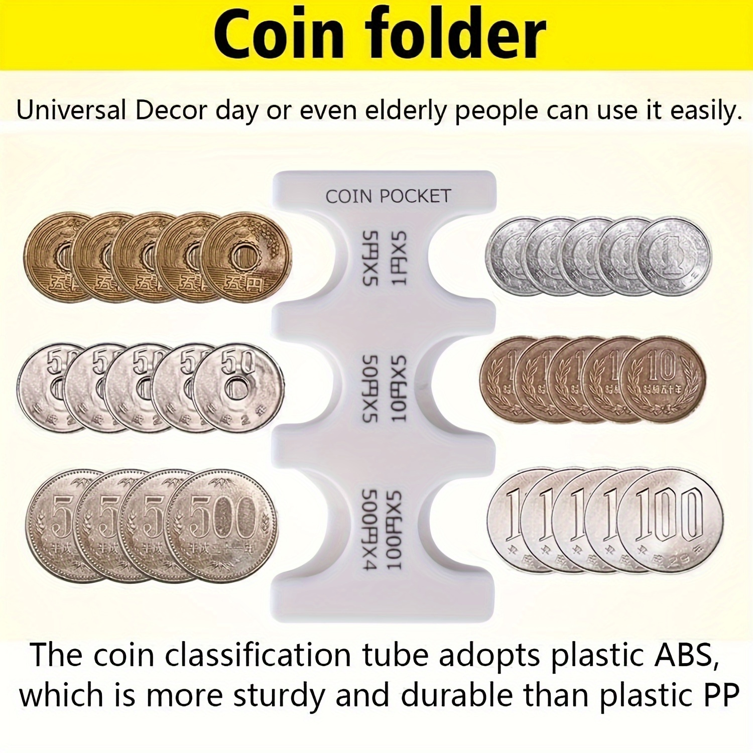 1pc Japanese Yen Coin Organizer Durable Abs Hard Case Portable Storage Dispenser For In - Office & School Supplies