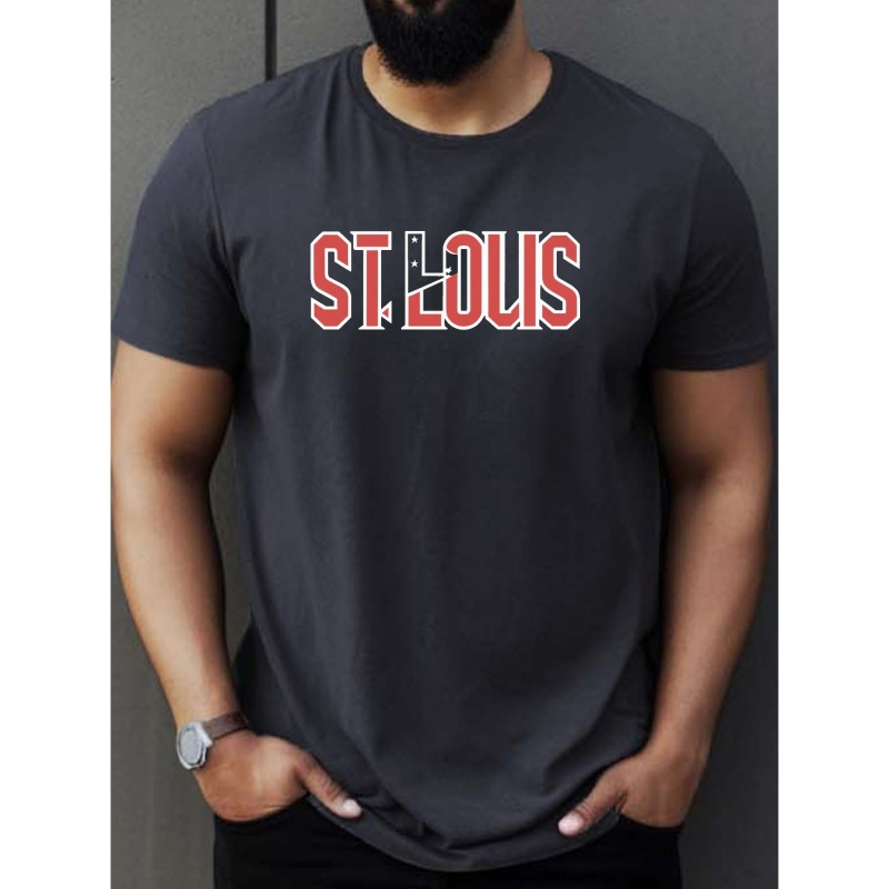 

St. Louis Print T Shirt, Tees For Men, Casual Short Sleeve T-shirt For Summer