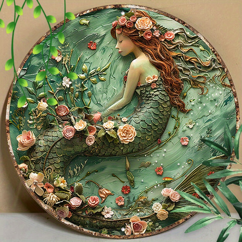 

1pc 8x8inch (20x20cm) Round Aluminum Sign Metal Sign Be A Mermaid In A Sea Vintage Wall Decor Backyard Garage